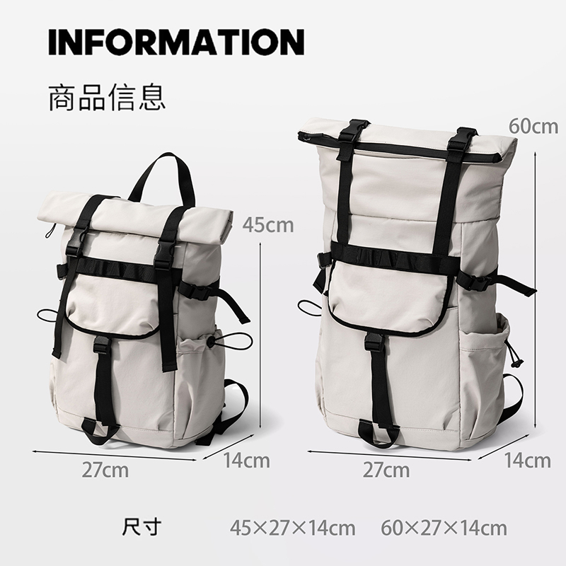 新しいメンズロールマウス拡張可能なトラベルバックパック、ラッ - Hiking Backpack Waterproof のレビューと価格