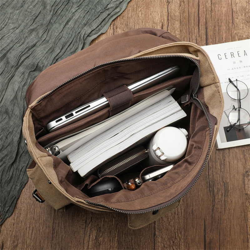 レトロメンズアウトドアサイクリングキャンバスバッグハイキング - Canvas Backpack Casual のレビューと価格