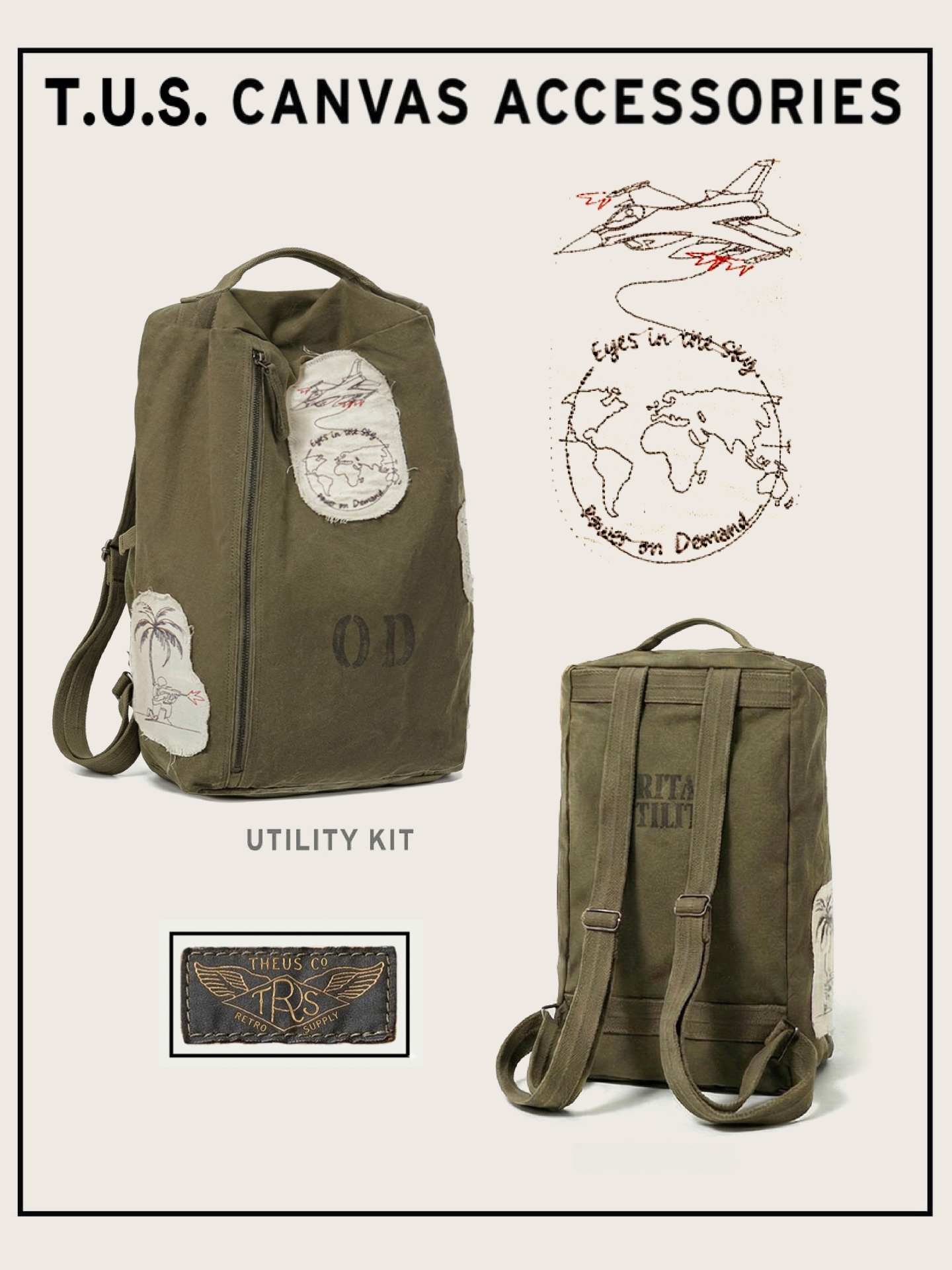 レトロウォッシュドミリタリーパッチワークコットンキャンバスス - Canvas Backpack Casual のレビューと価格