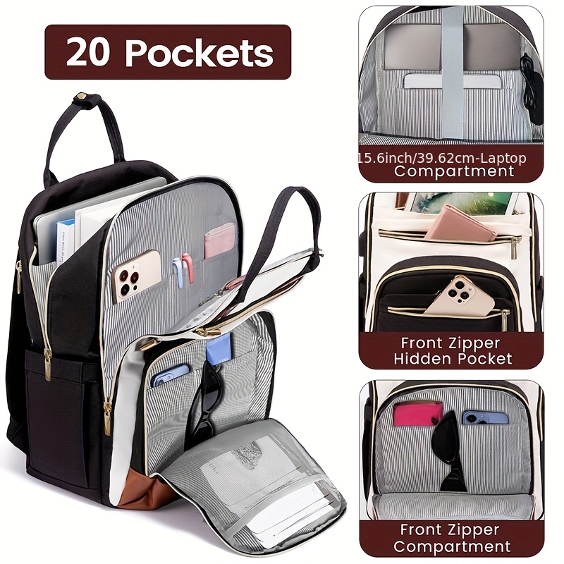 女性用ツートンカラーのノートパソコン用バックパック、防水仕様 - Laptop Backpack 15.6 のレビューと価格